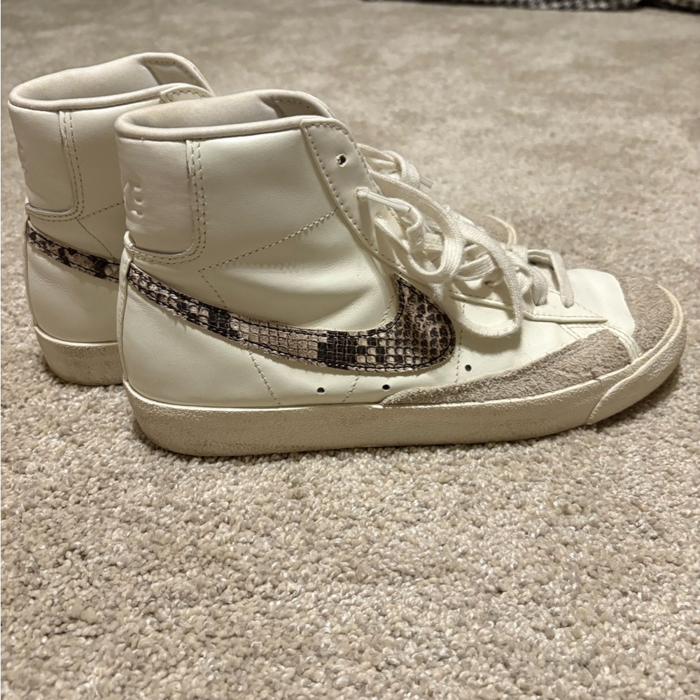 Nike Cream High-Tops with Snakeskin Accent